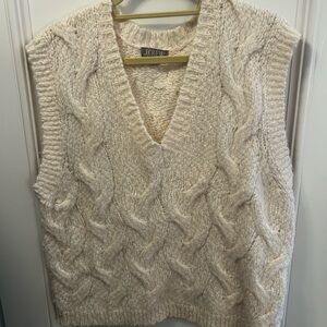 J. Crew Women's V-Neck Cable Knit Sweater Vest - Cream